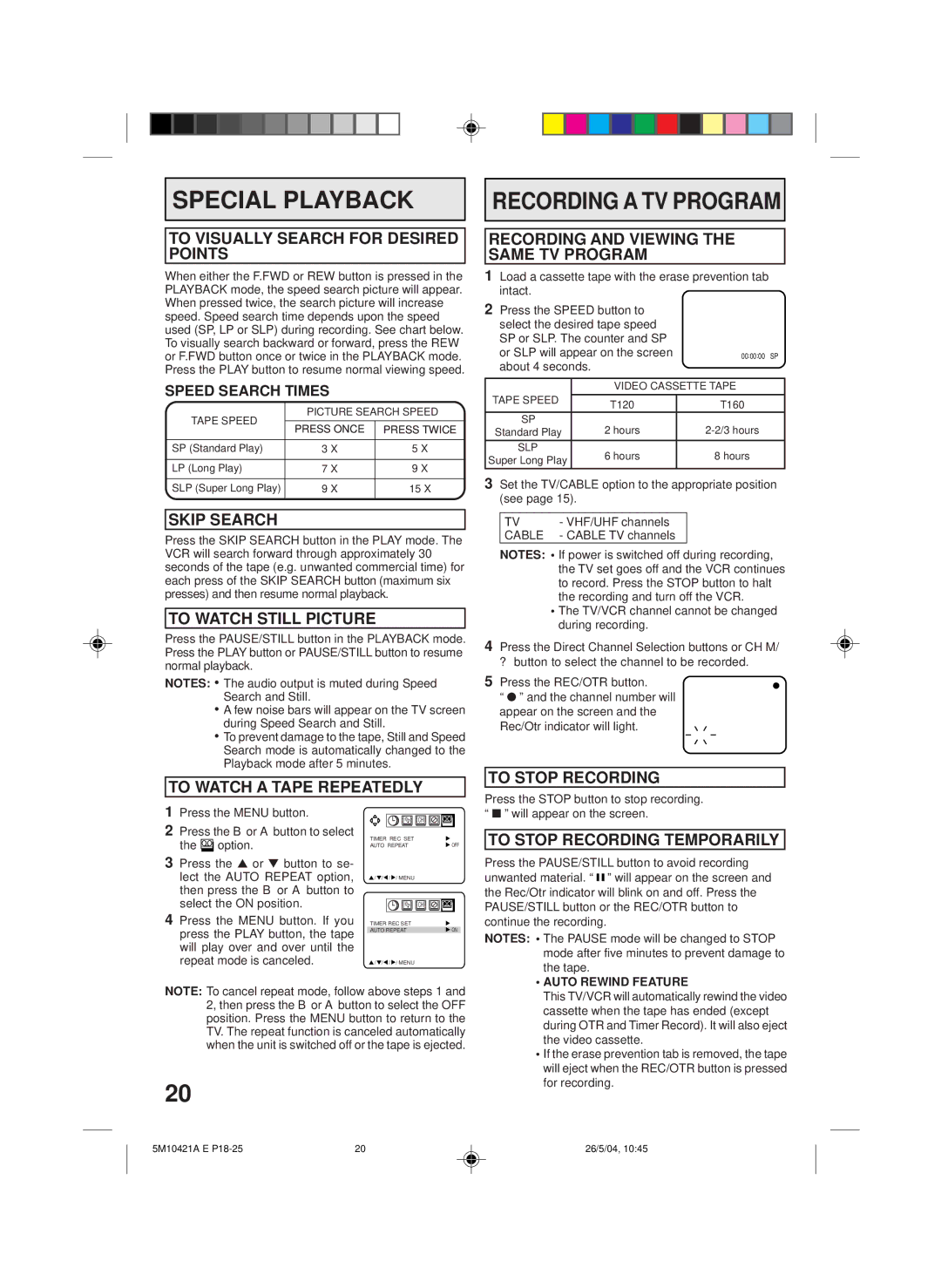 Memorex MVT2194 owner manual Special Playback 