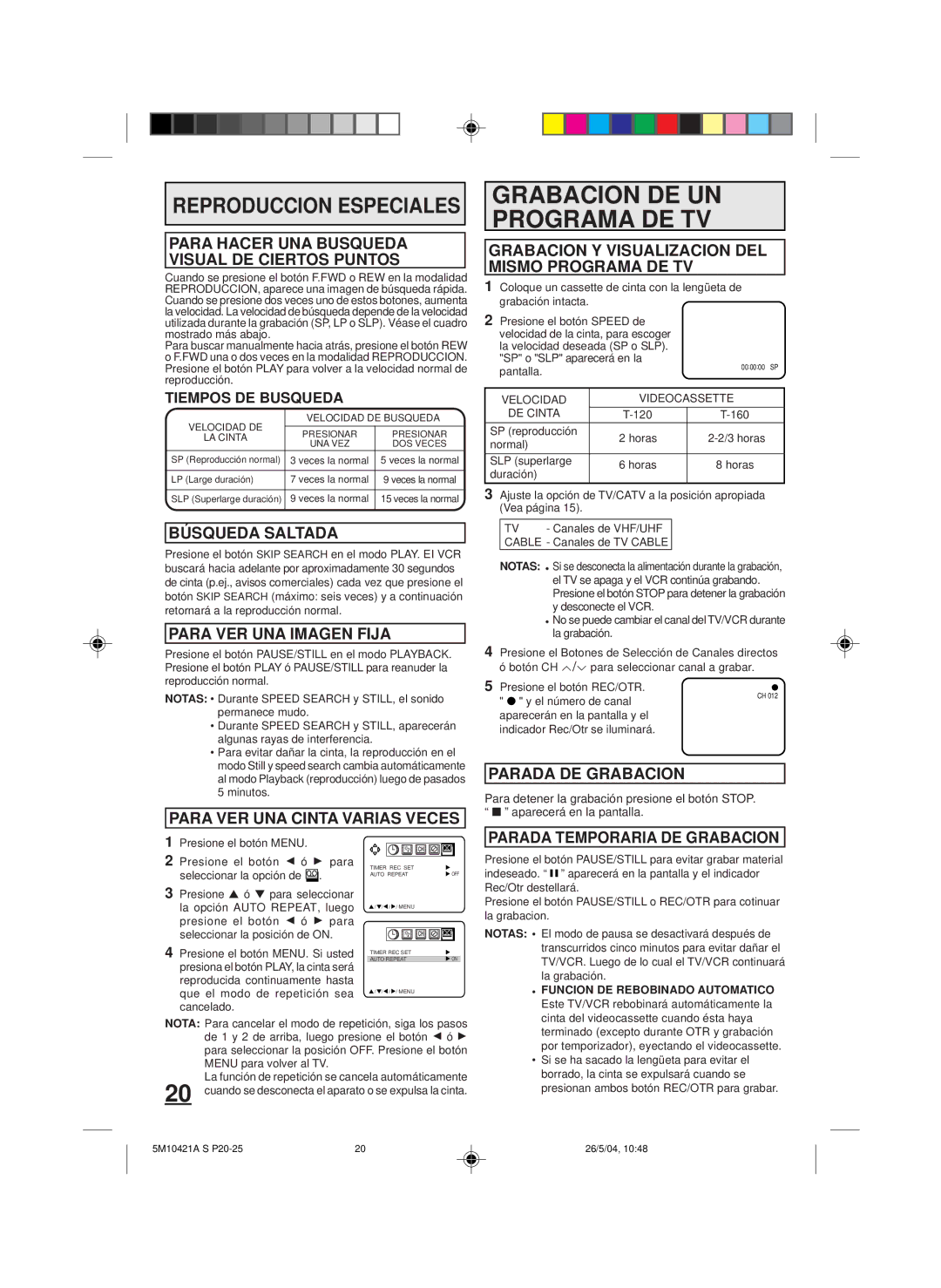 Memorex MVT2194 owner manual Grabacion DE UN Programa DE TV 