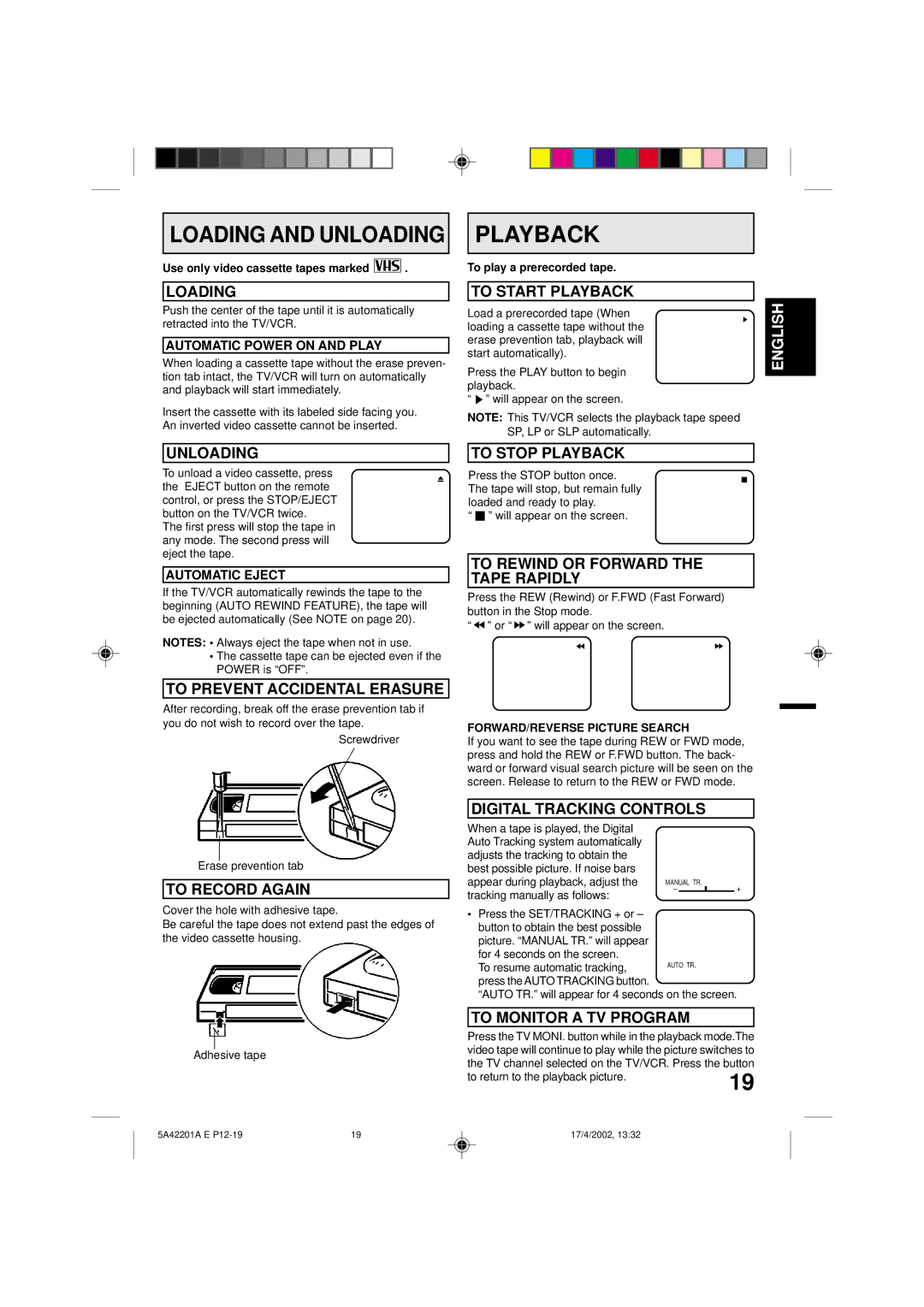 Memorex MVT2197, MVT2199 owner manual Playback 