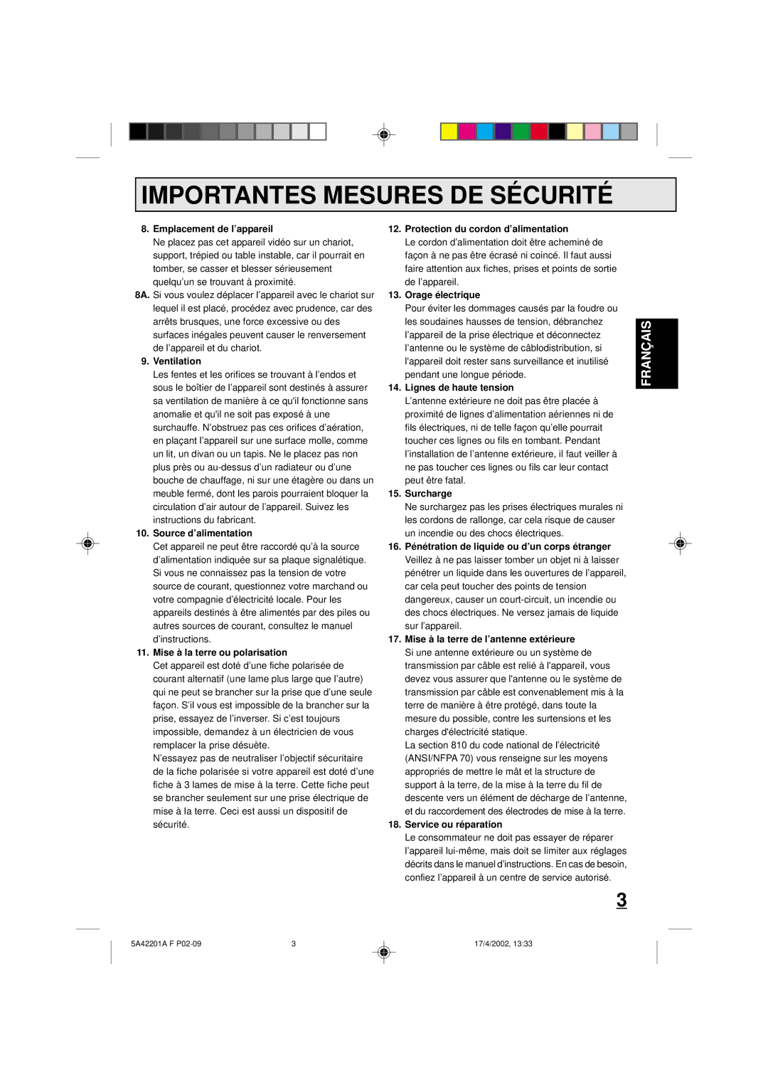 Memorex MVT2197 Emplacement de l’appareil, Ventilation, Source d’alimentation, Mise à la terre ou polarisation, Surcharge 