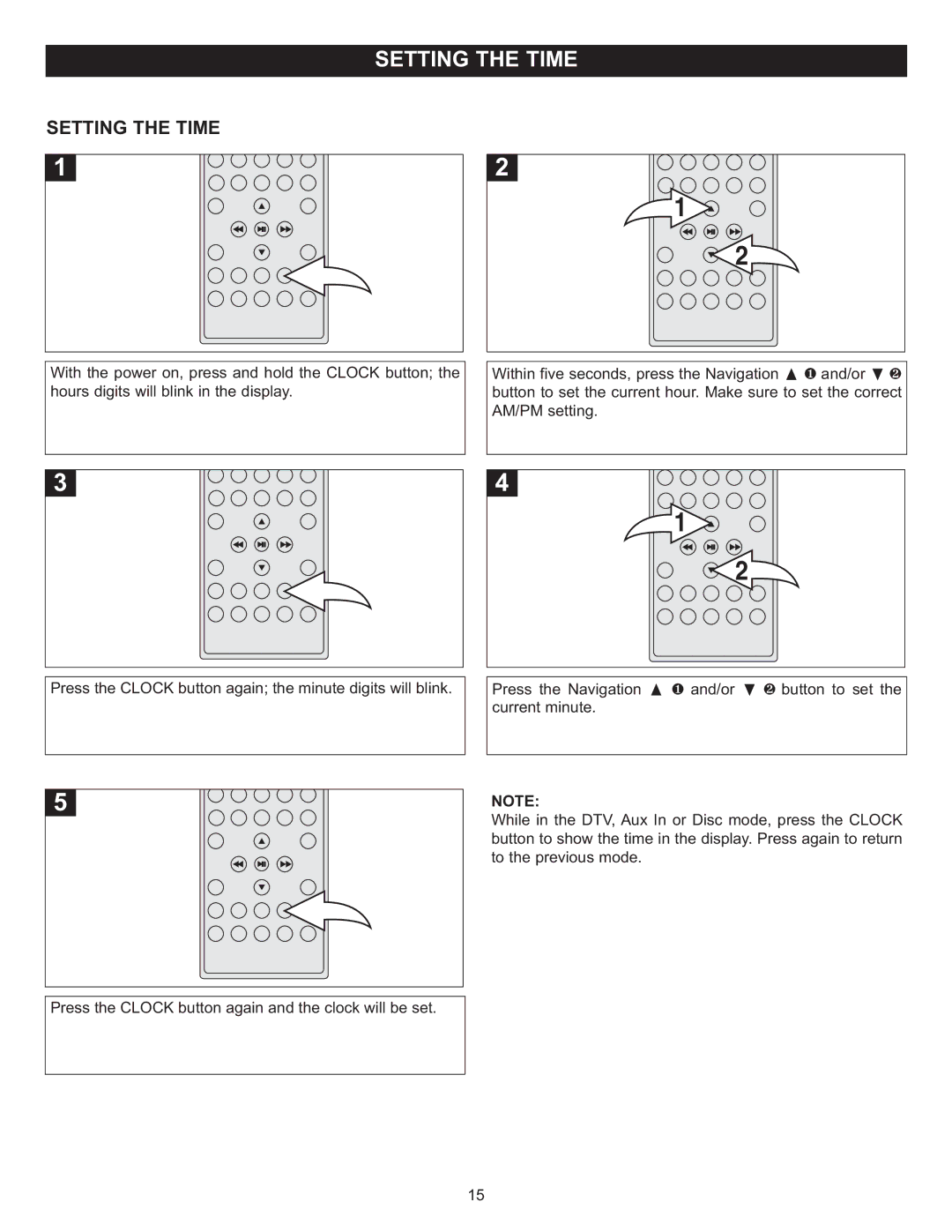 Memorex MVUC821 manual Setting the Time 