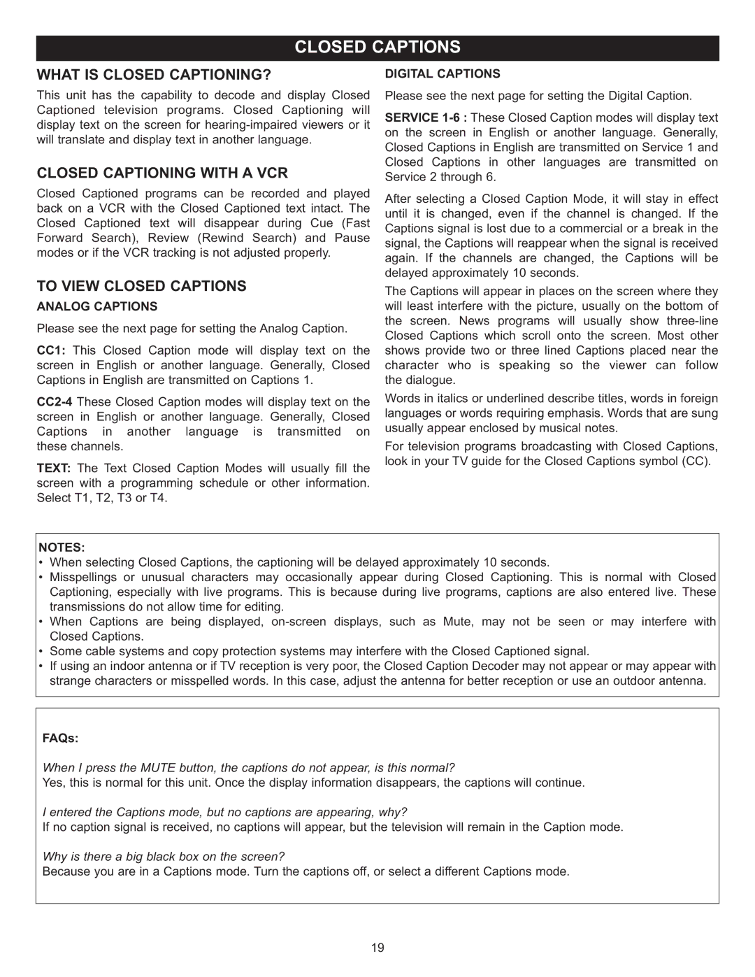 Memorex MVUC821 manual What is Closed CAPTIONING?, Closed Captioning with a VCR, To View Closed Captions, Analog Captions 