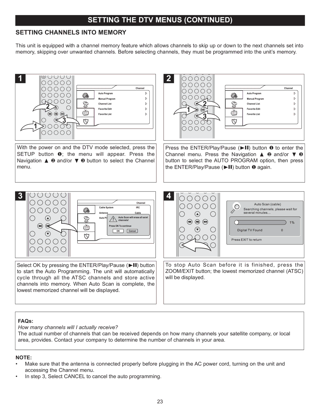 Memorex MVUC821 manual Setting Channels Into Memory, How many channels will I actually receive? 