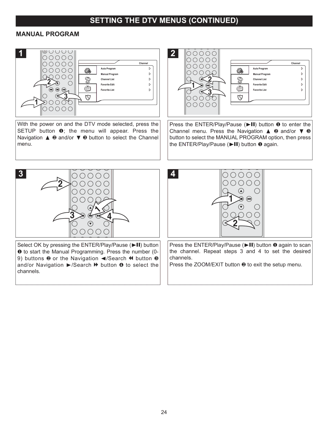 Memorex MVUC821 manual Manual Program 