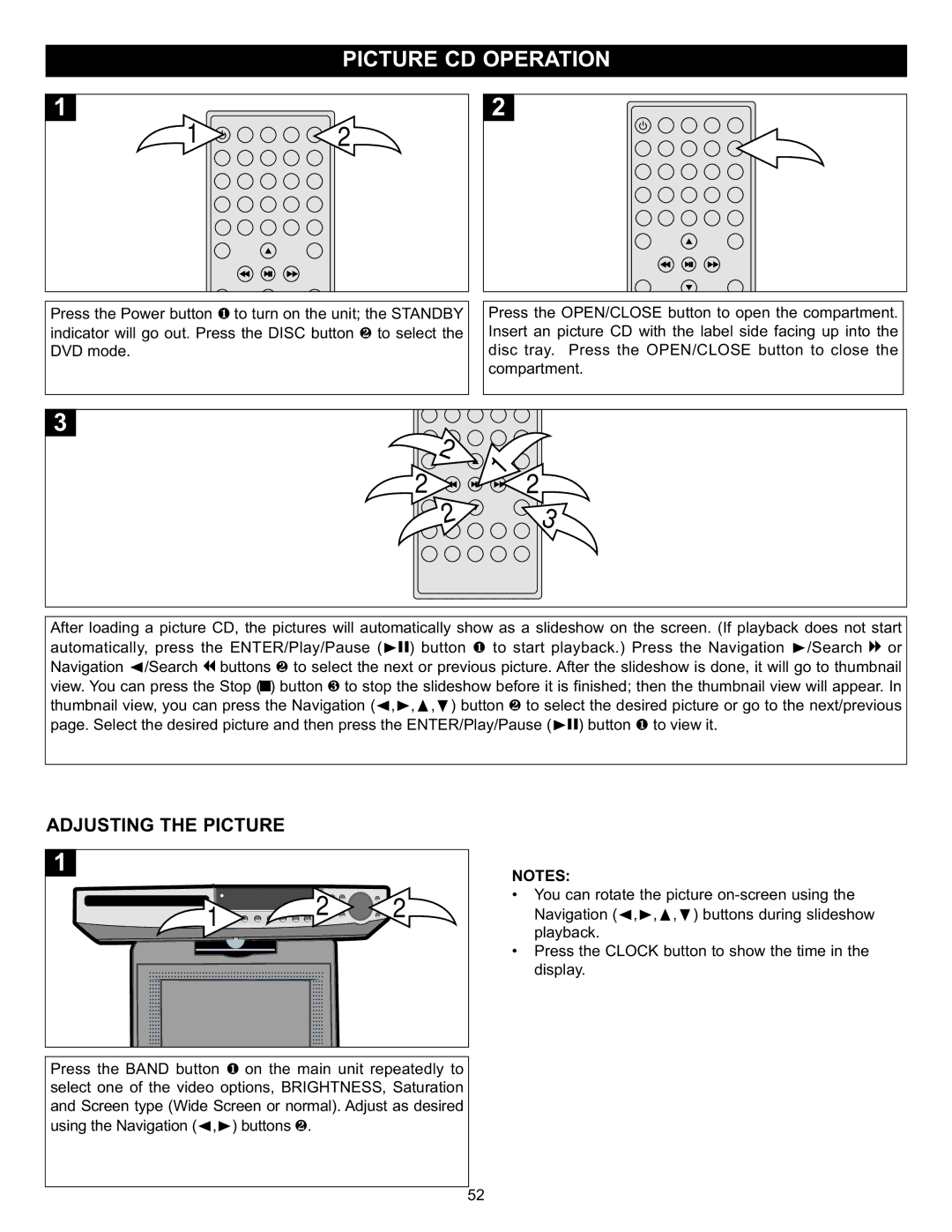 Memorex MVUC821 manual Adjusting the Picture 