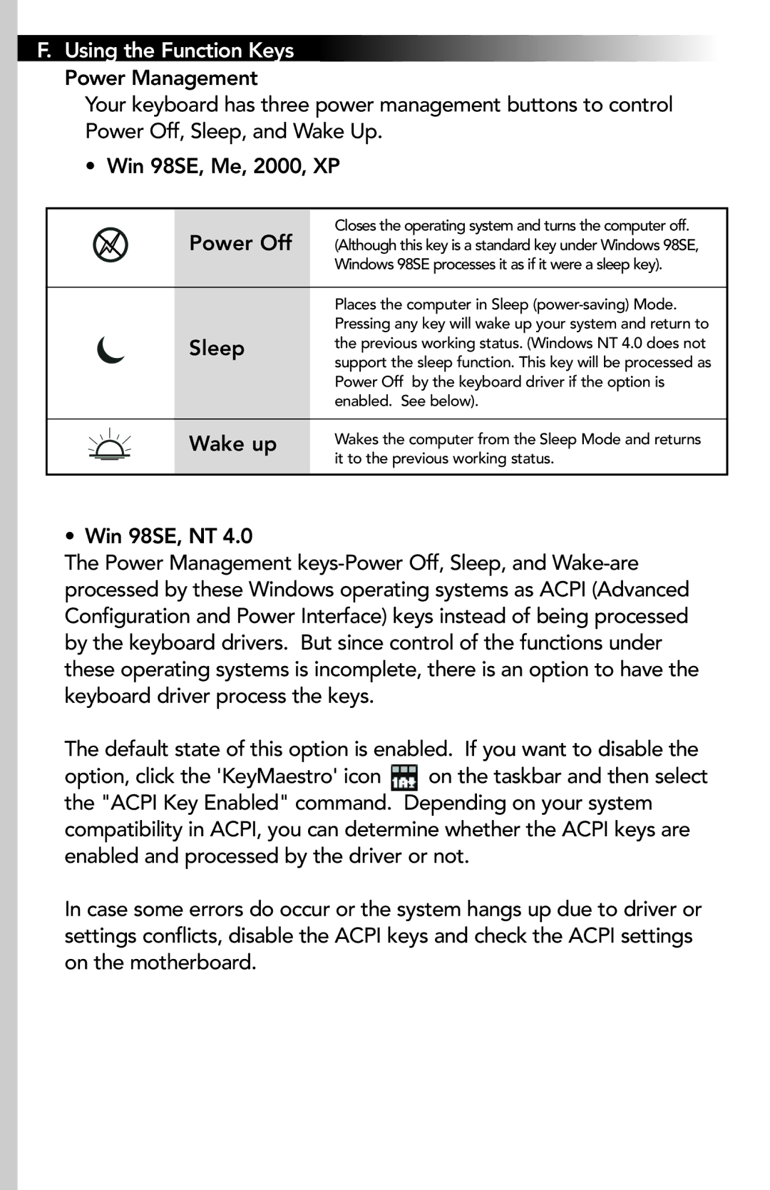 Memorex MX2760, MX2710 manual Using the Function Keys, Sleep, Wake up 