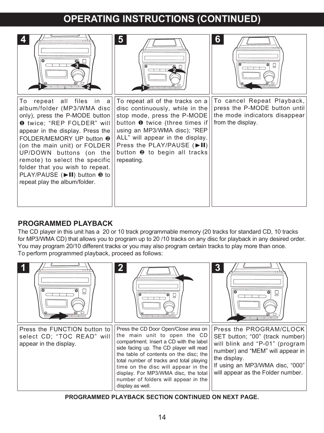 Memorex MX4122 manual Programmed Playback Section on Next 