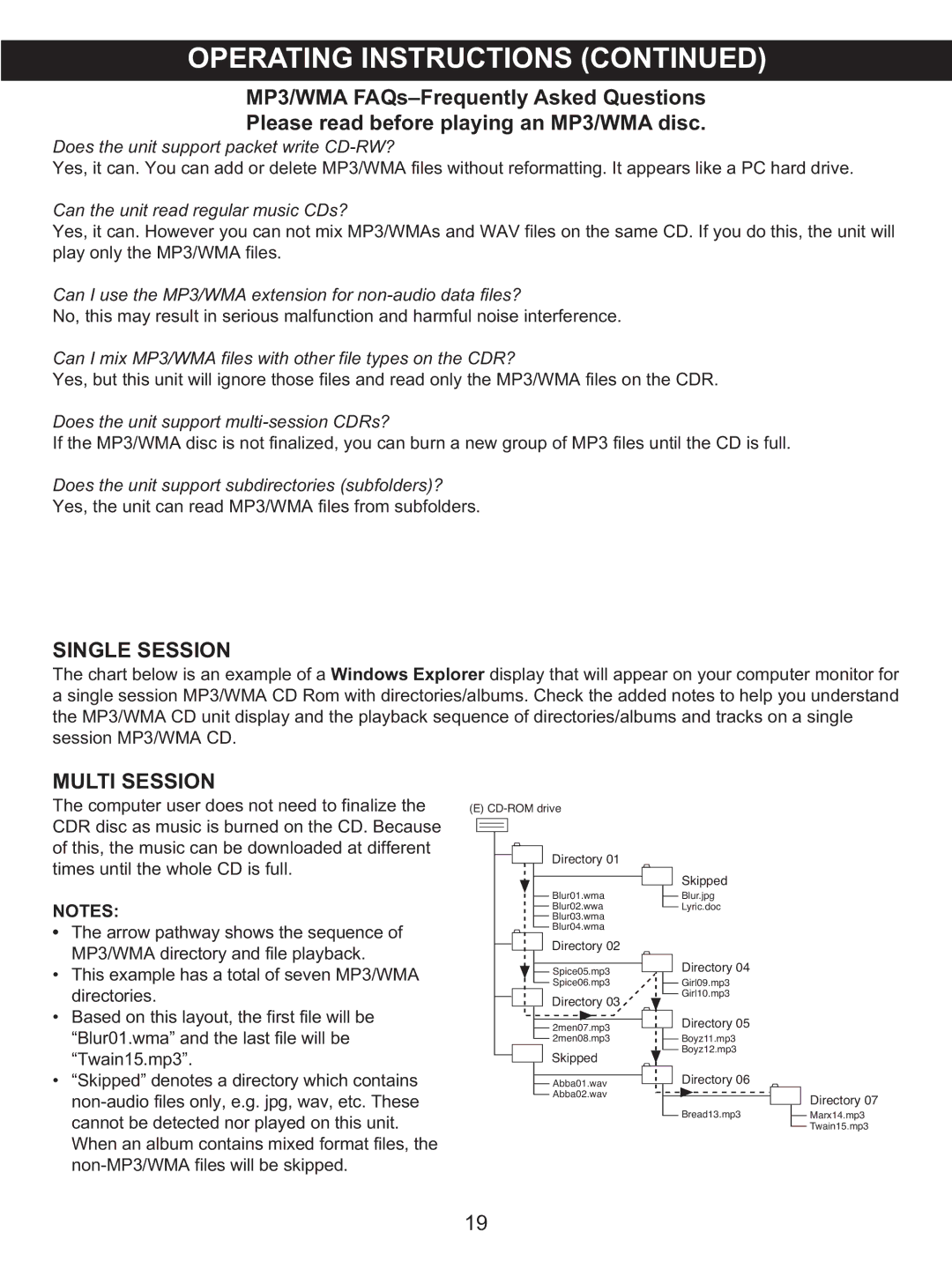 Memorex MX4122 manual Single Session, Multi Session 