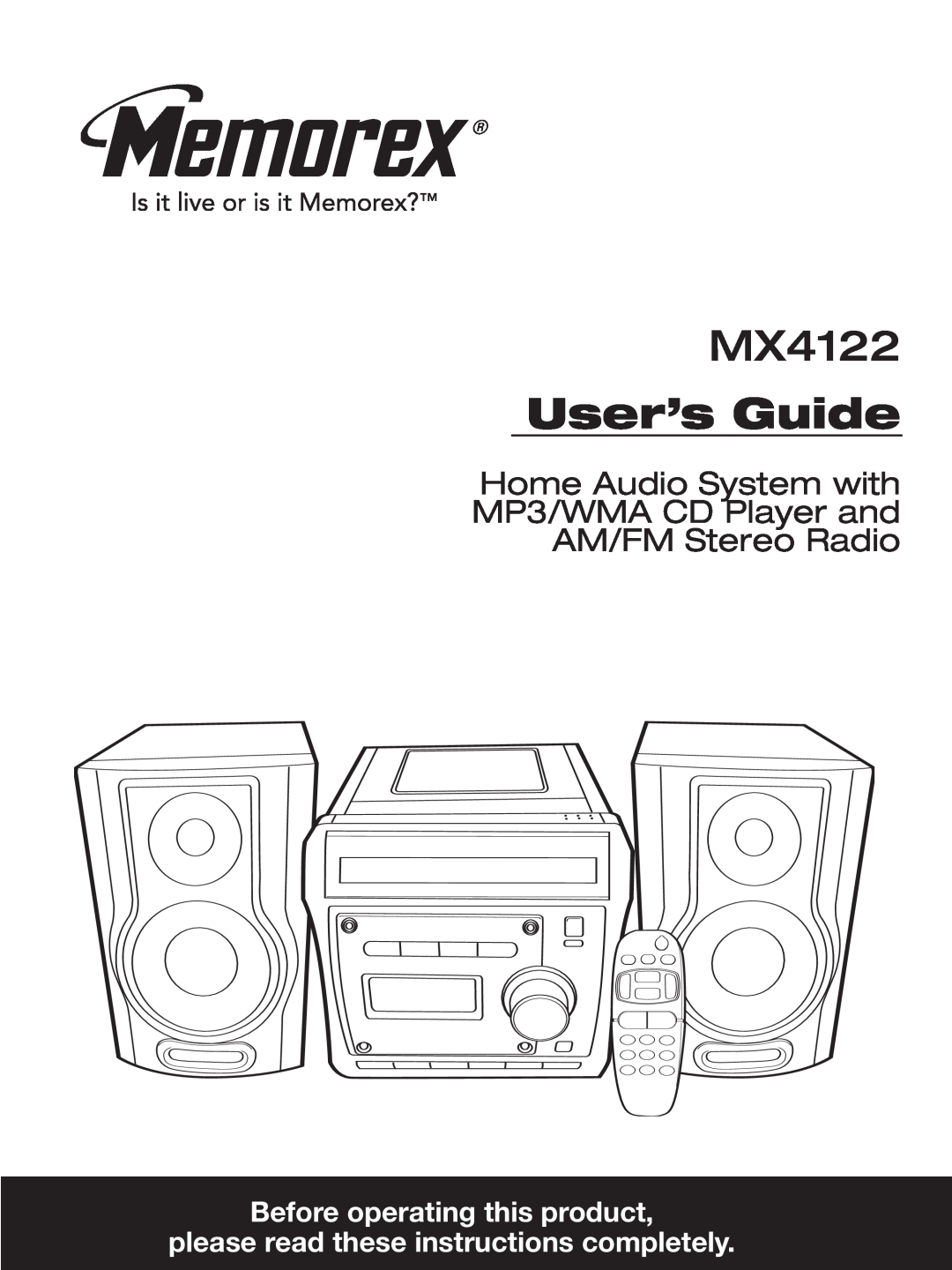 Memorex MX4122 manual Before operating this product, please read these instructions completely, User’s Guide 