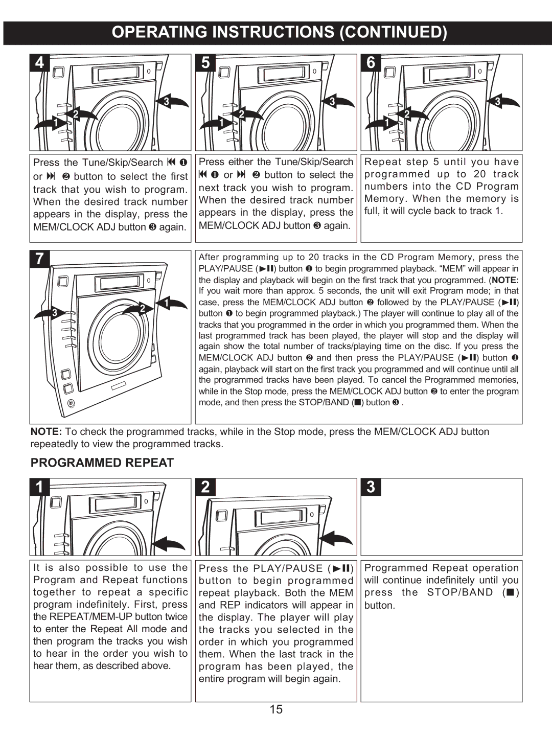 Memorex MX4137 manual Programmed Repeat 