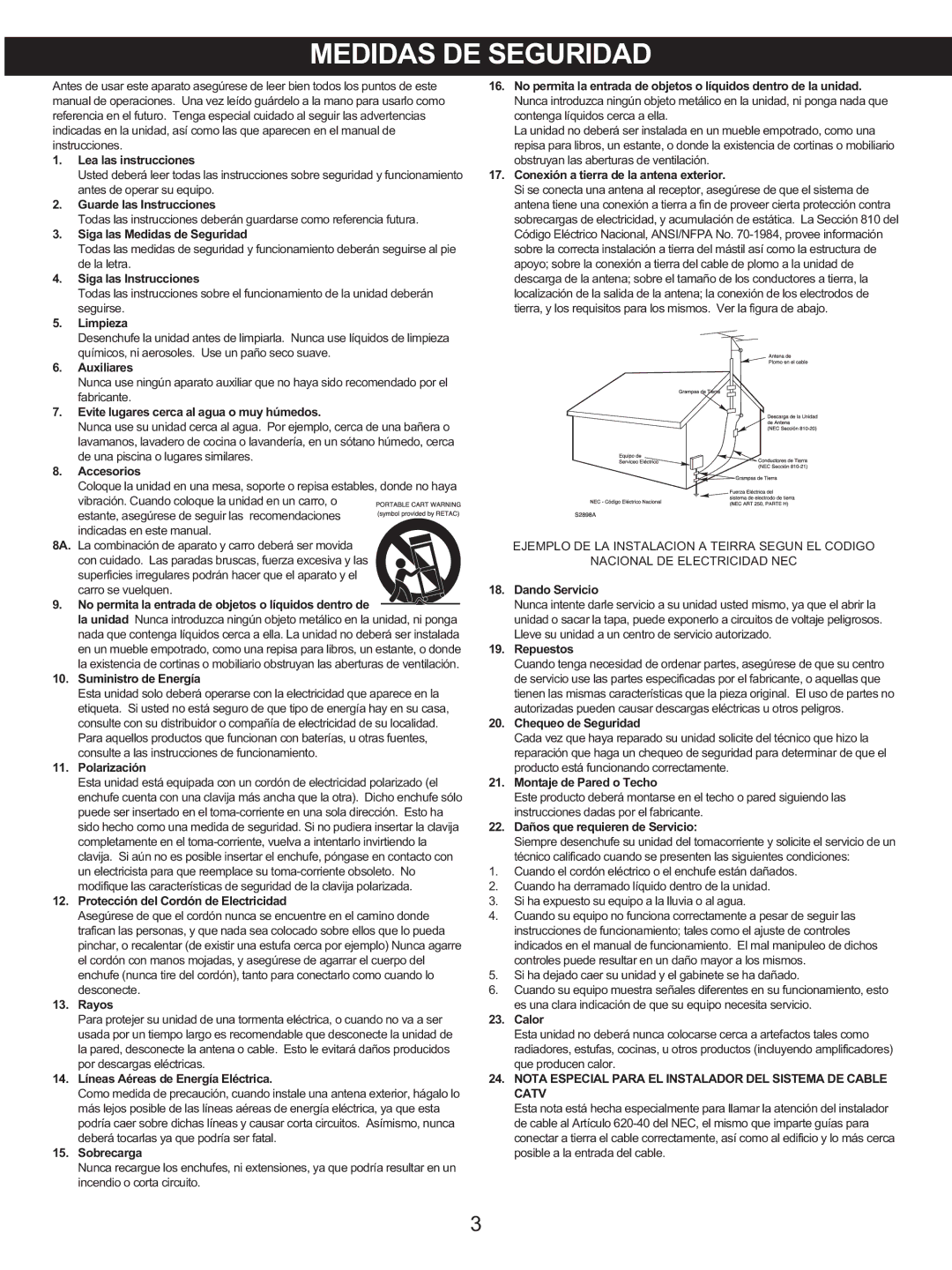 Memorex MX4137 manual Nota Especial Para EL Instalador DEL Sistema DE Cable Catv 