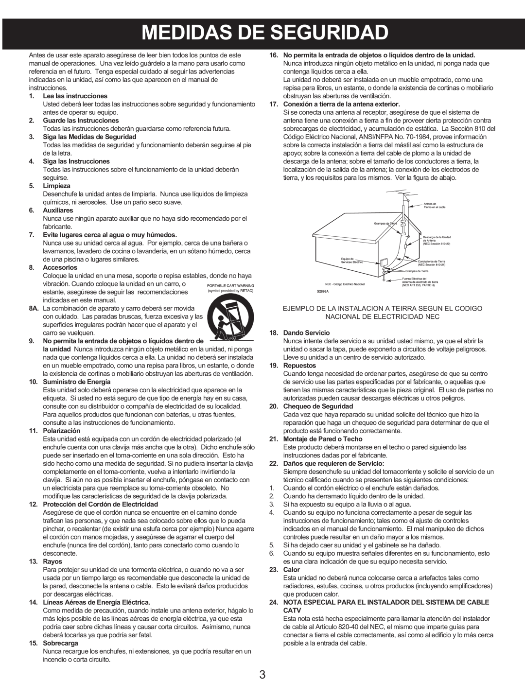 Memorex MX4139 manual Medidas De Seguridad 