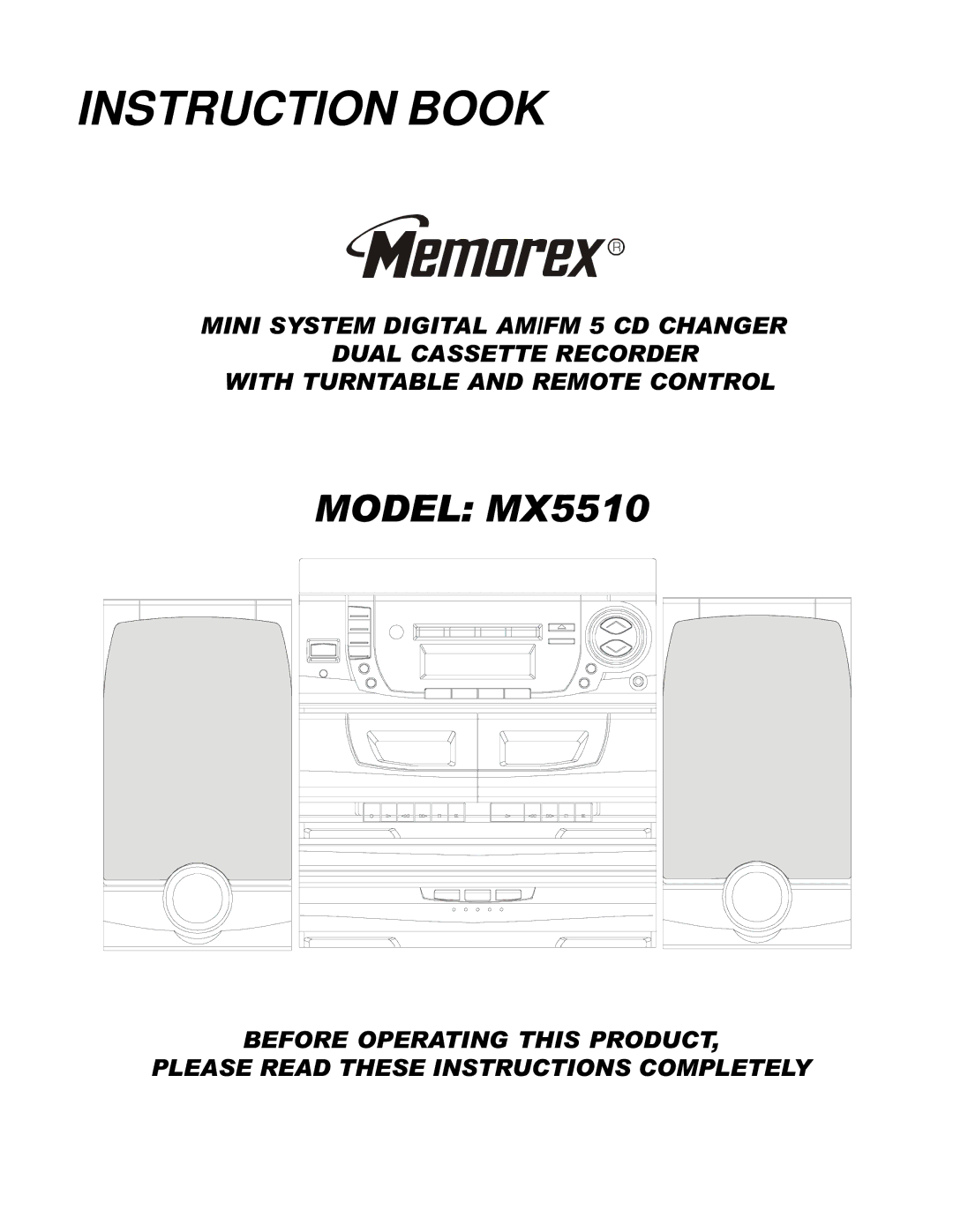 Memorex MX5510 manual Instruction Book 