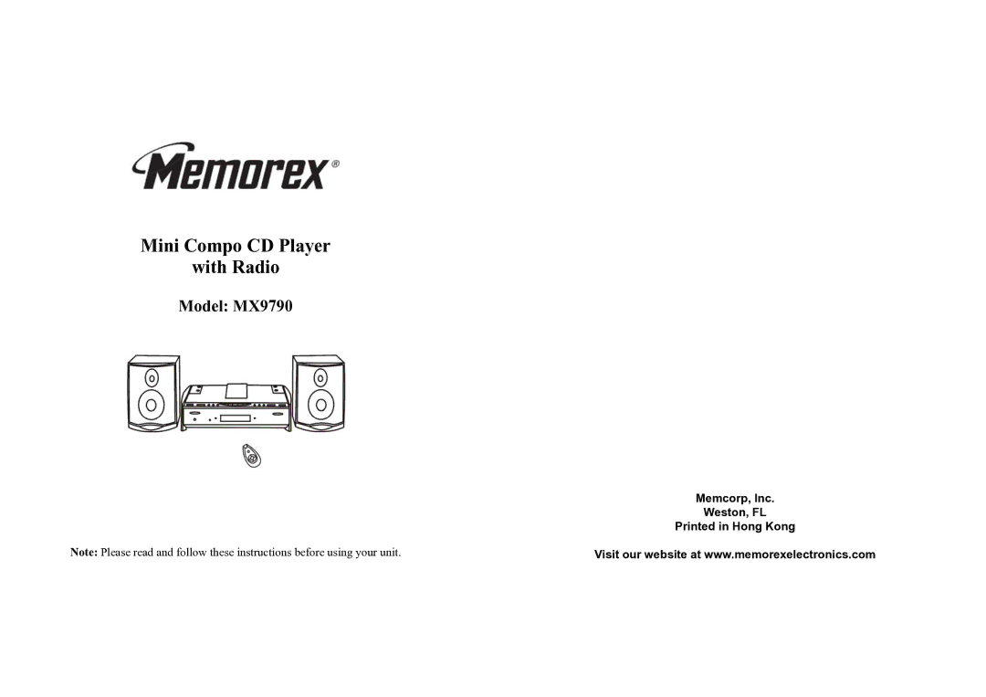Memorex MX9790 manual Mini Compo CD Player With Radio 