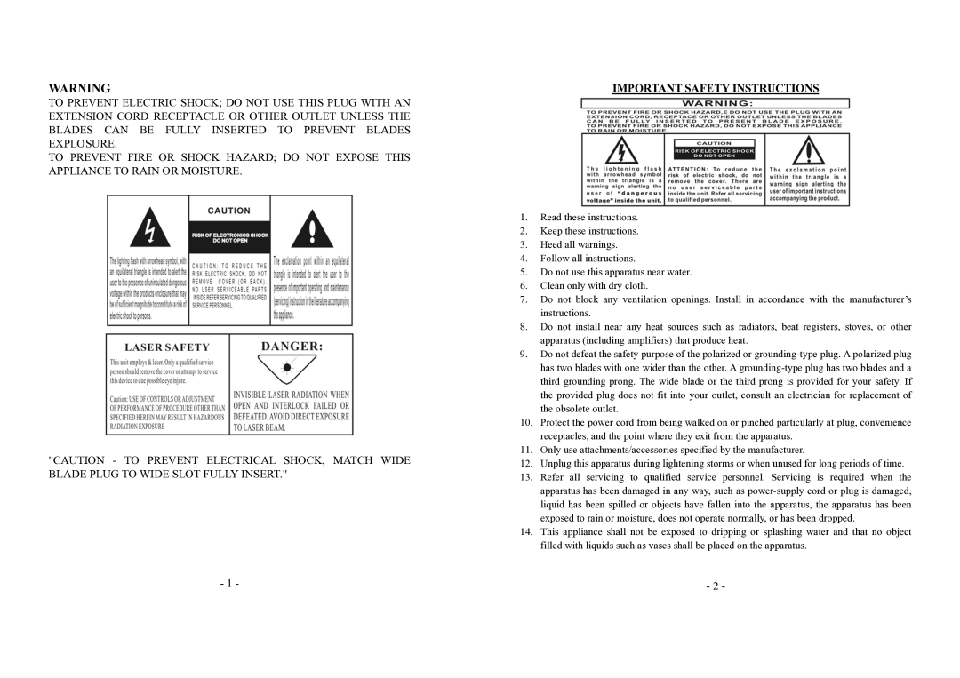 Memorex MX9790 manual Important Safety Instructions 