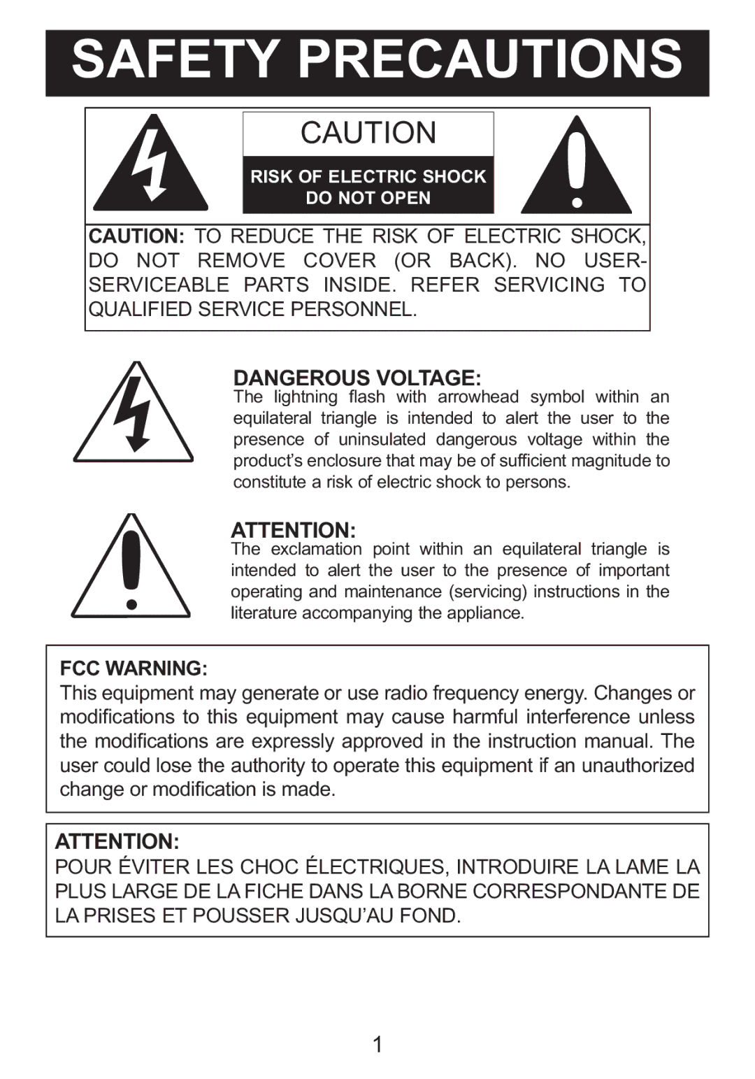 Memorex portable user user service Safety Precautions, FCC Warning 