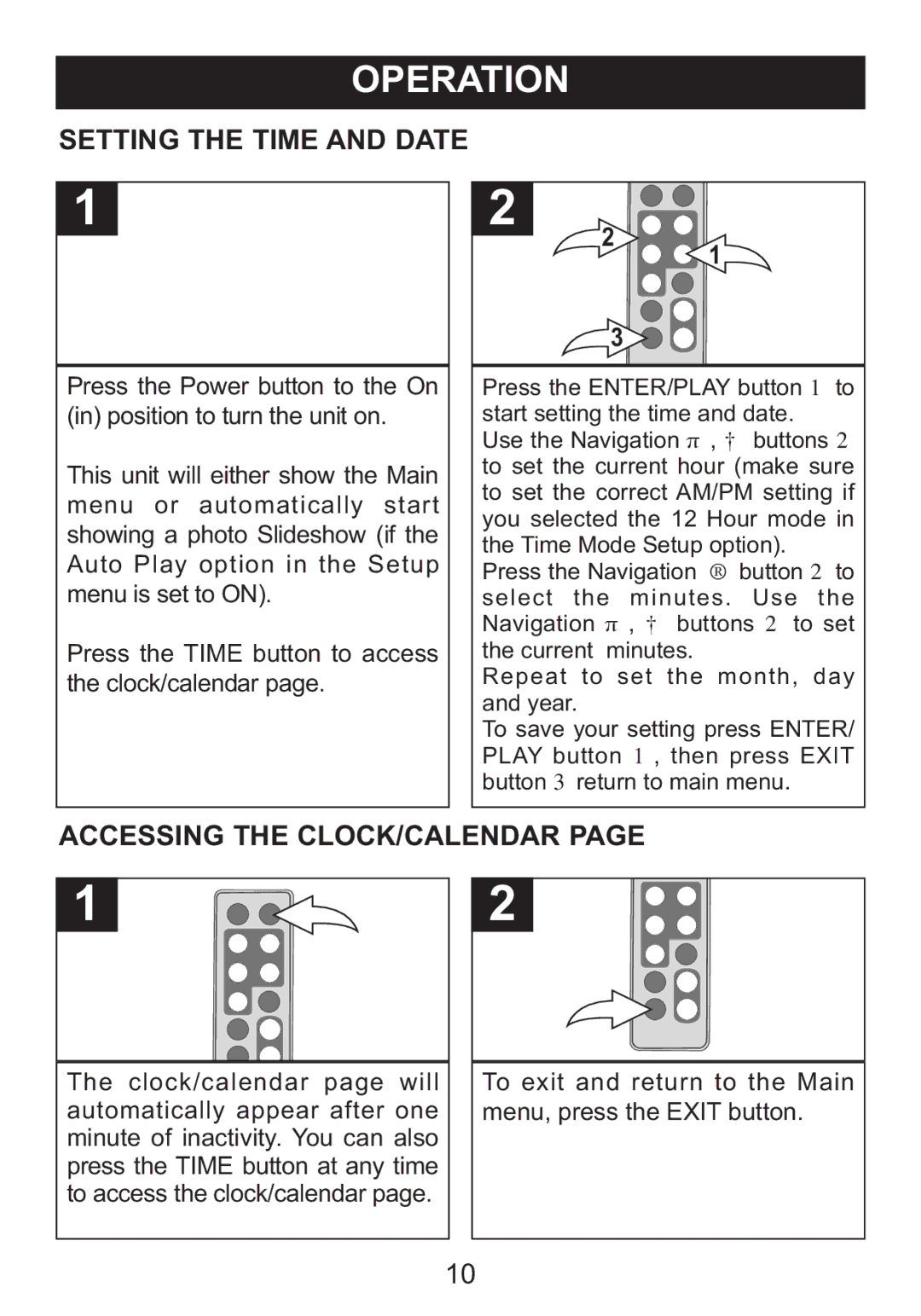 Memorex portable user user service Setting the Time and Date, Accessing the CLOCK/CALENDAR 