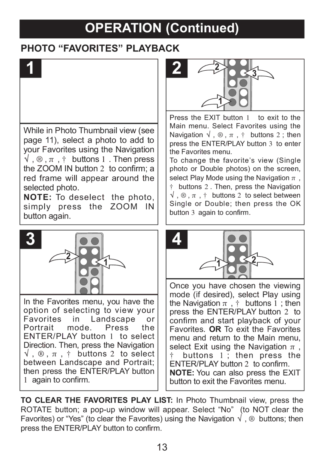 Memorex portable user user service Photo Favorites Playback, Favorites menu 