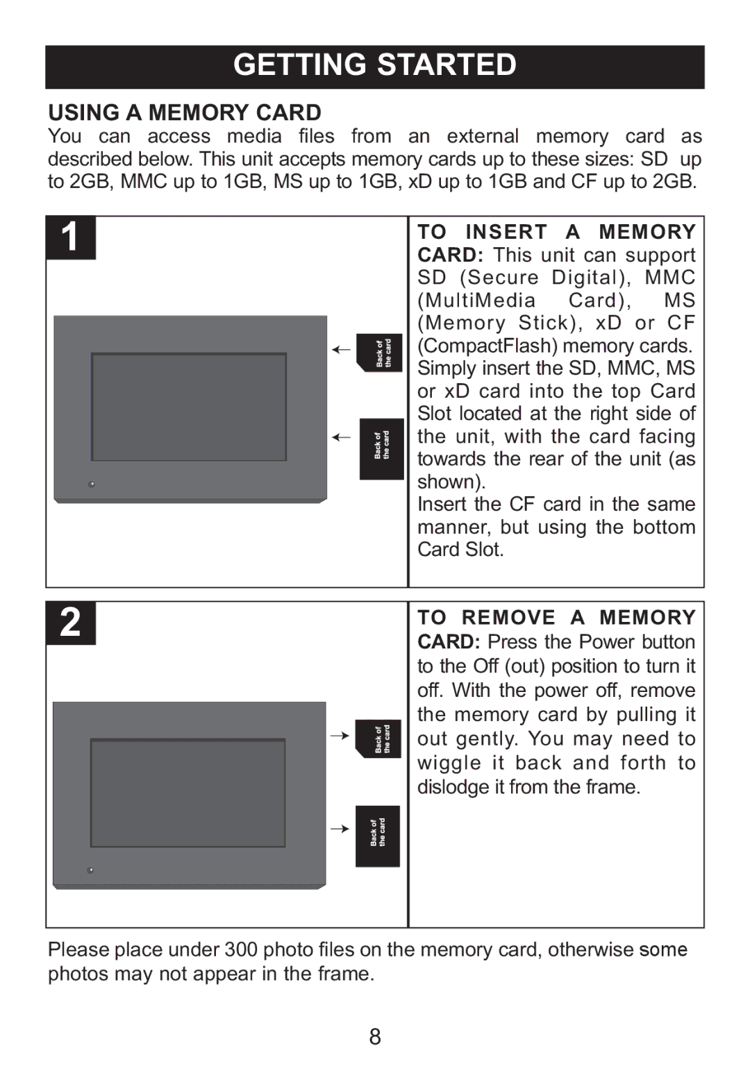 Memorex portable user user service Using a Memory Card 