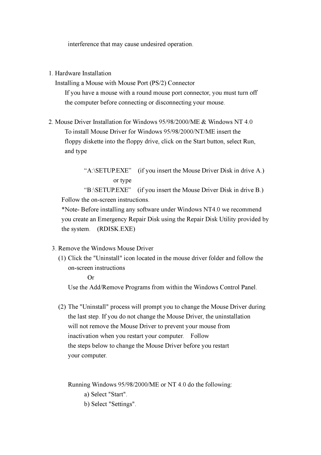 Memorex PS/2 instruction manual 