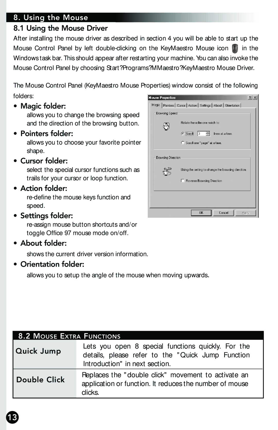 Memorex RF7000 manual Using the Mouse 