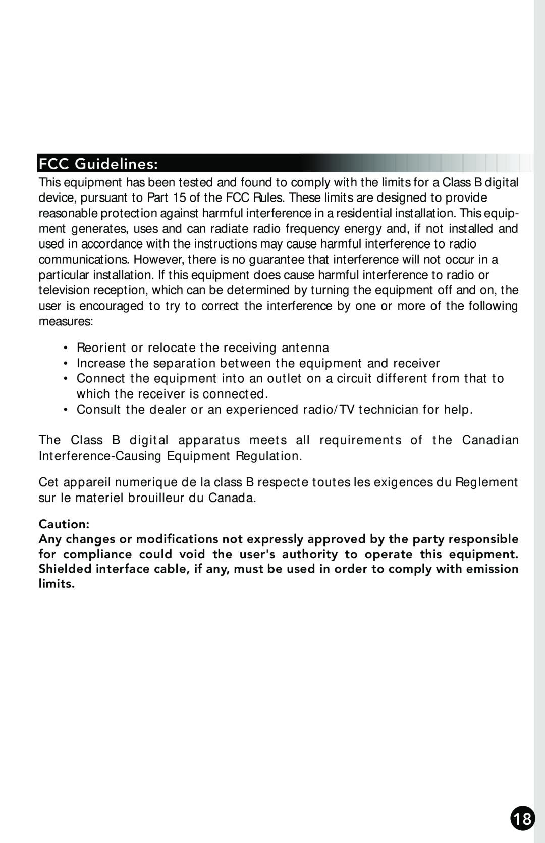 Memorex RF7000 manual FCC Guidelines 