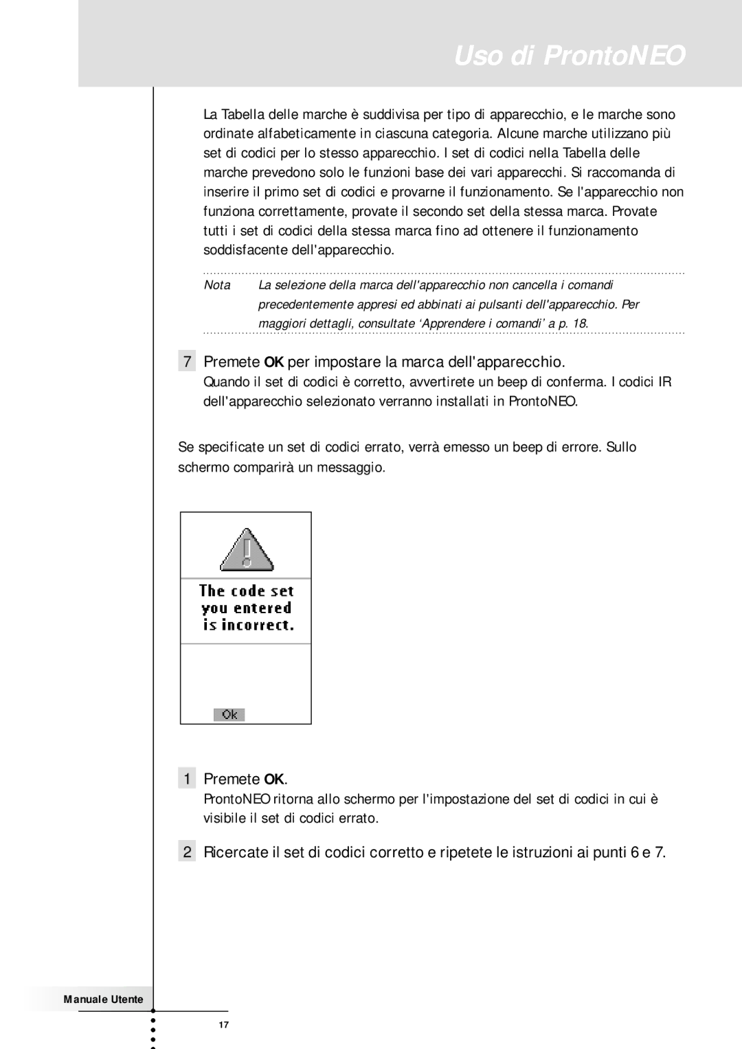 Memorex SBC RU 930 manual Premete OK per impostare la marca dellapparecchio 