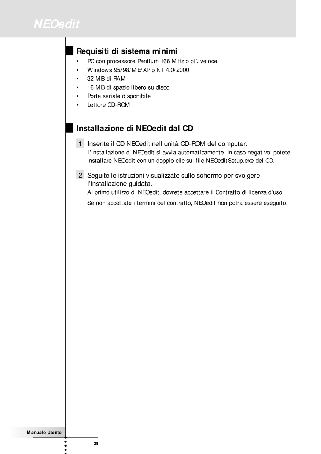 Memorex SBC RU 930 manual Requisiti di sistema minimi, Installazione di NEOedit dal CD 