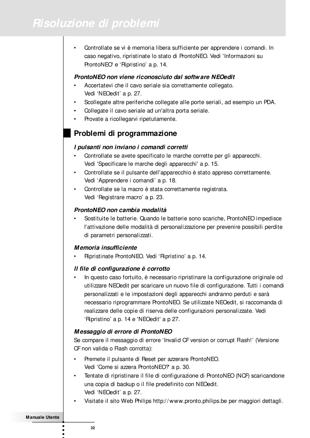 Memorex SBC RU 930 manual Problemi di programmazione 