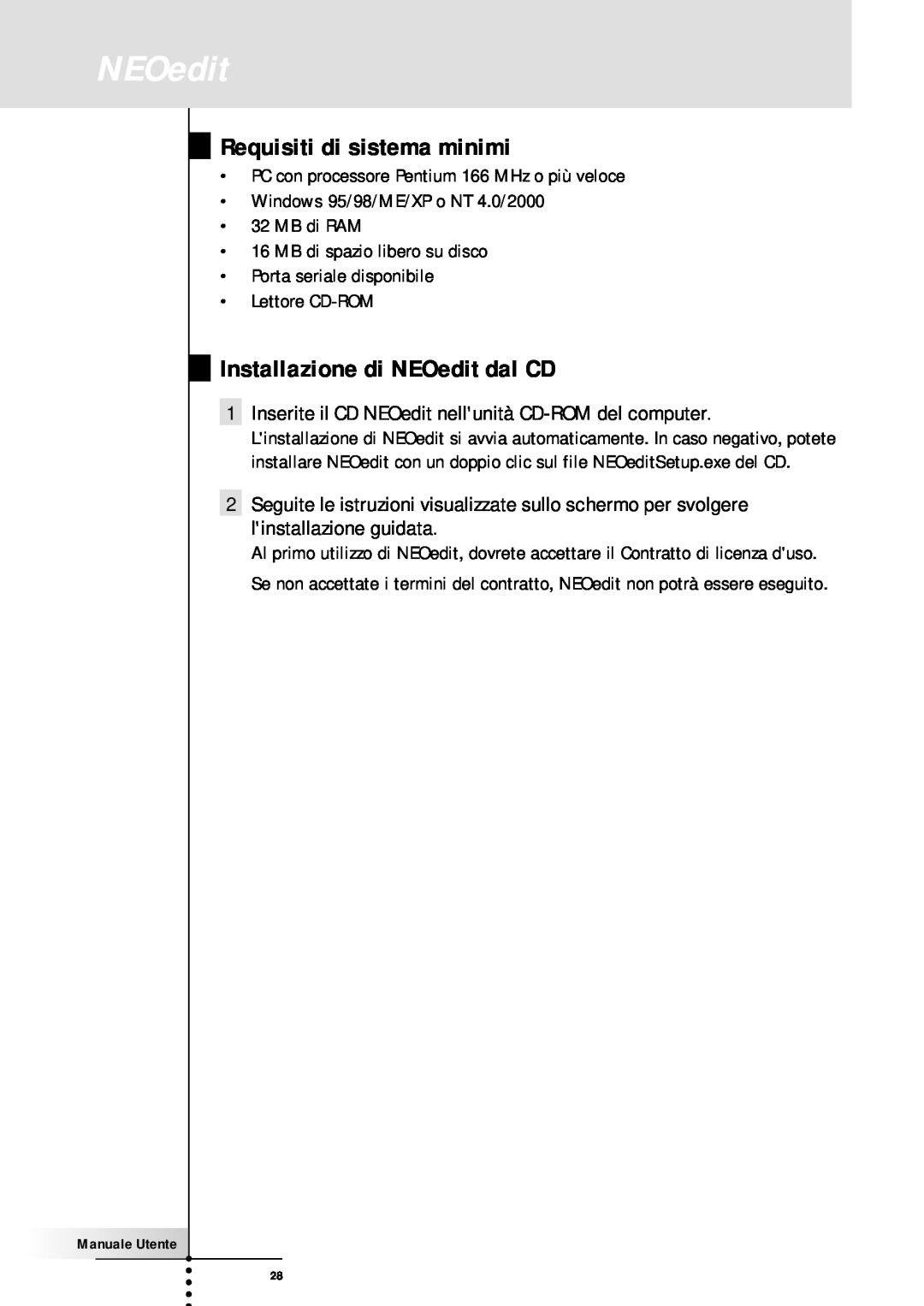 Memorex SBC RU 930 manual Requisiti di sistema minimi, Installazione di NEOedit dal CD 