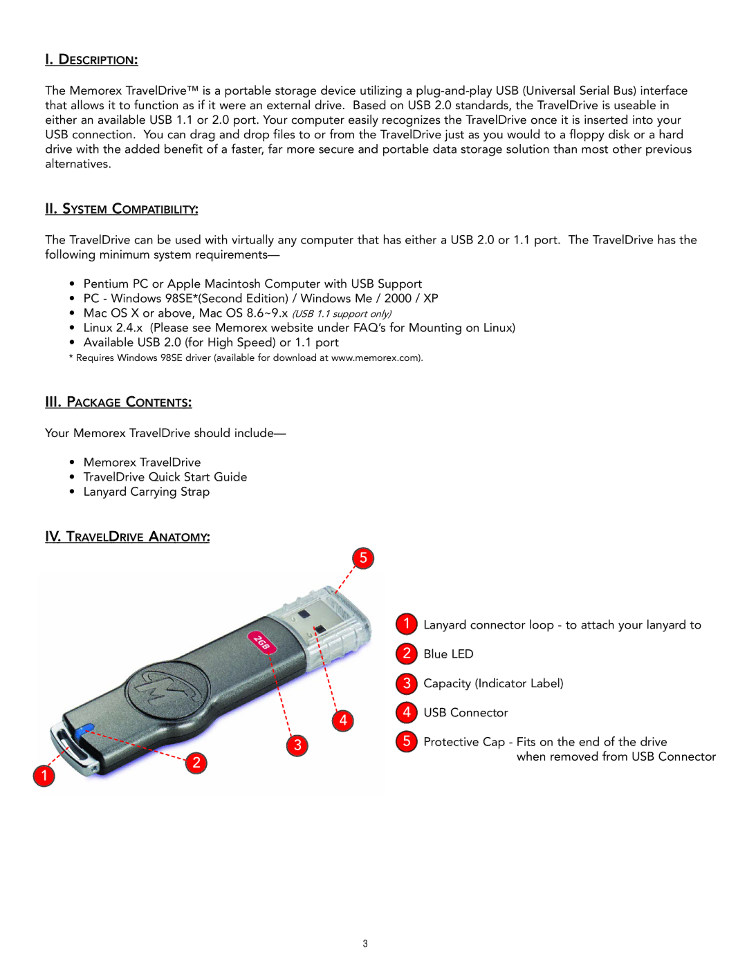 Memorex Travel Drive manual Lanyard connector loop to attach your lanyard to 