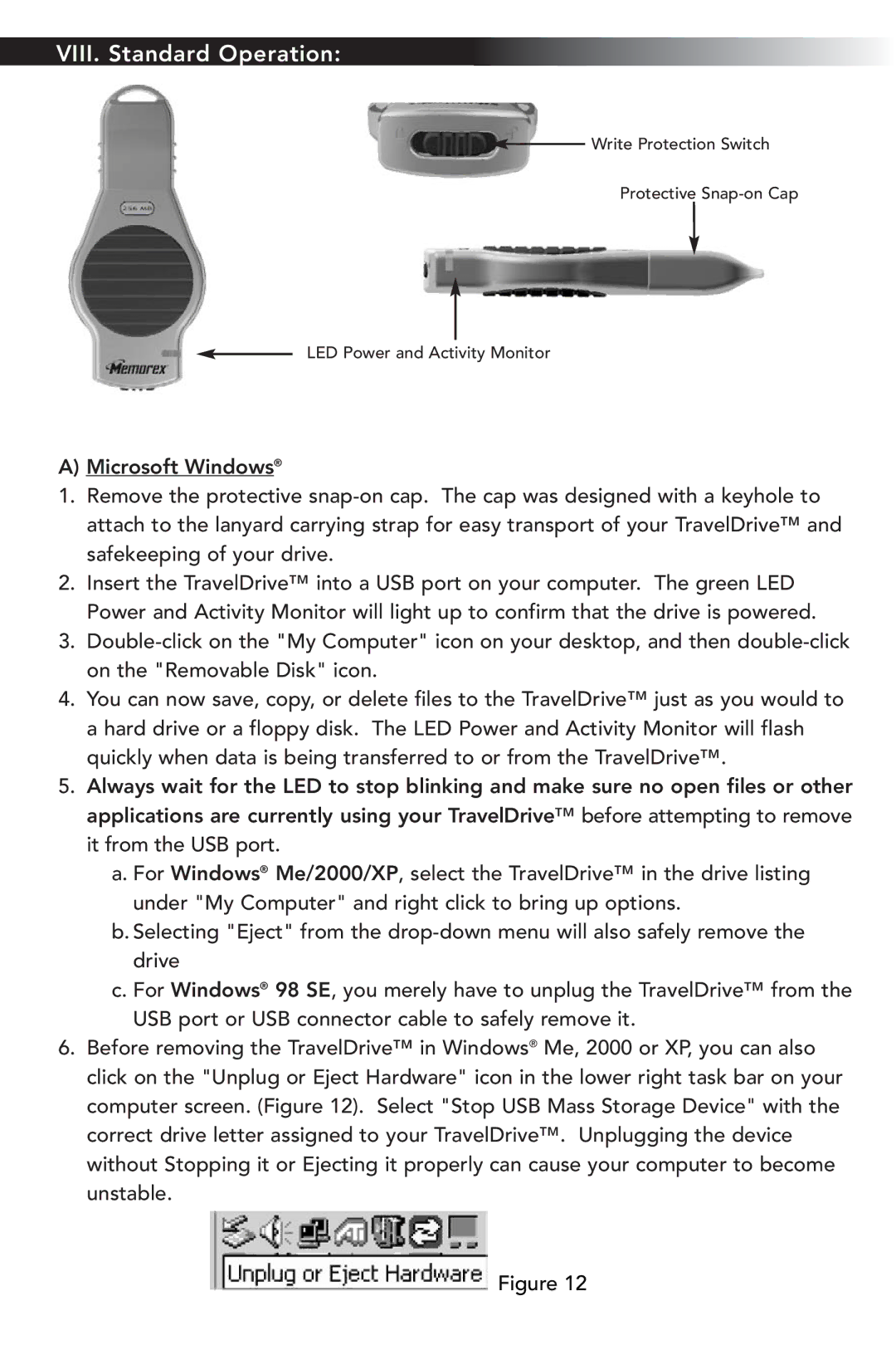 Memorex TravelDrive USB 2.0 manual VIII. Standard Operation 