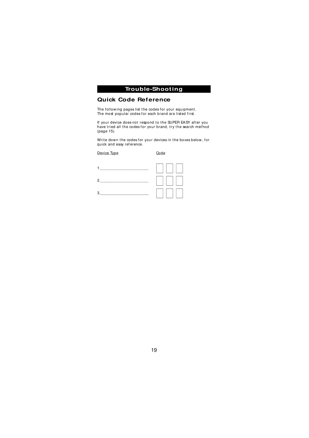 Memorex URC-3550 manual Quick Code Reference 