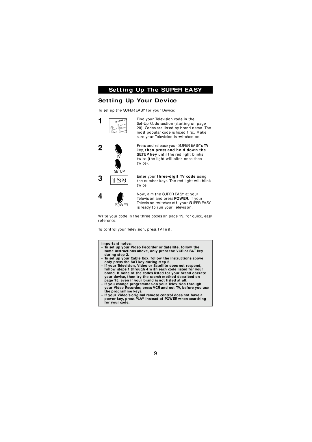 Memorex URC-3550 manual Setting Up The Super Easy, Setting Up Your Device, Setup 