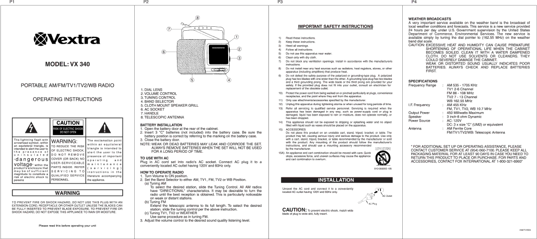 Memorex VX 340 manual 