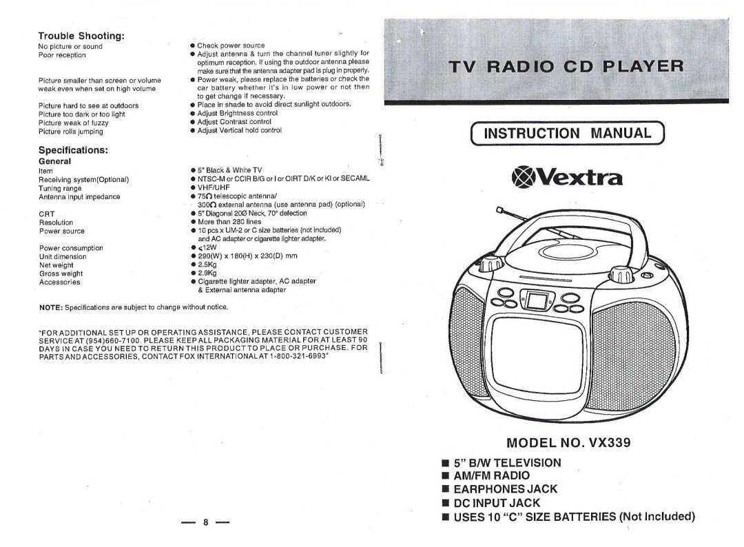 Memorex VX339 manual 