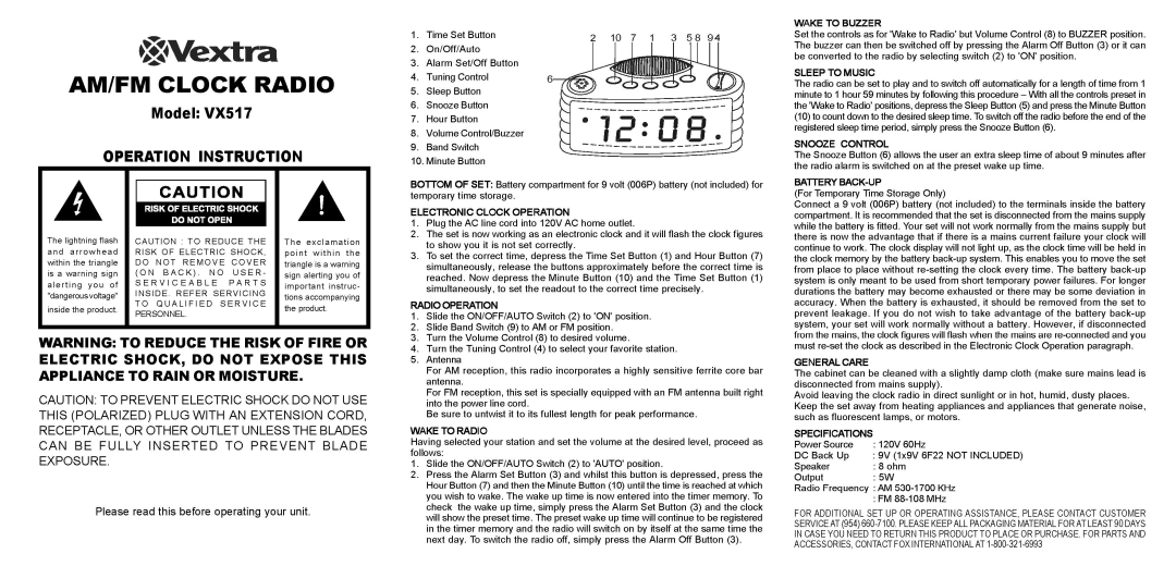 Memorex VX517 manual 