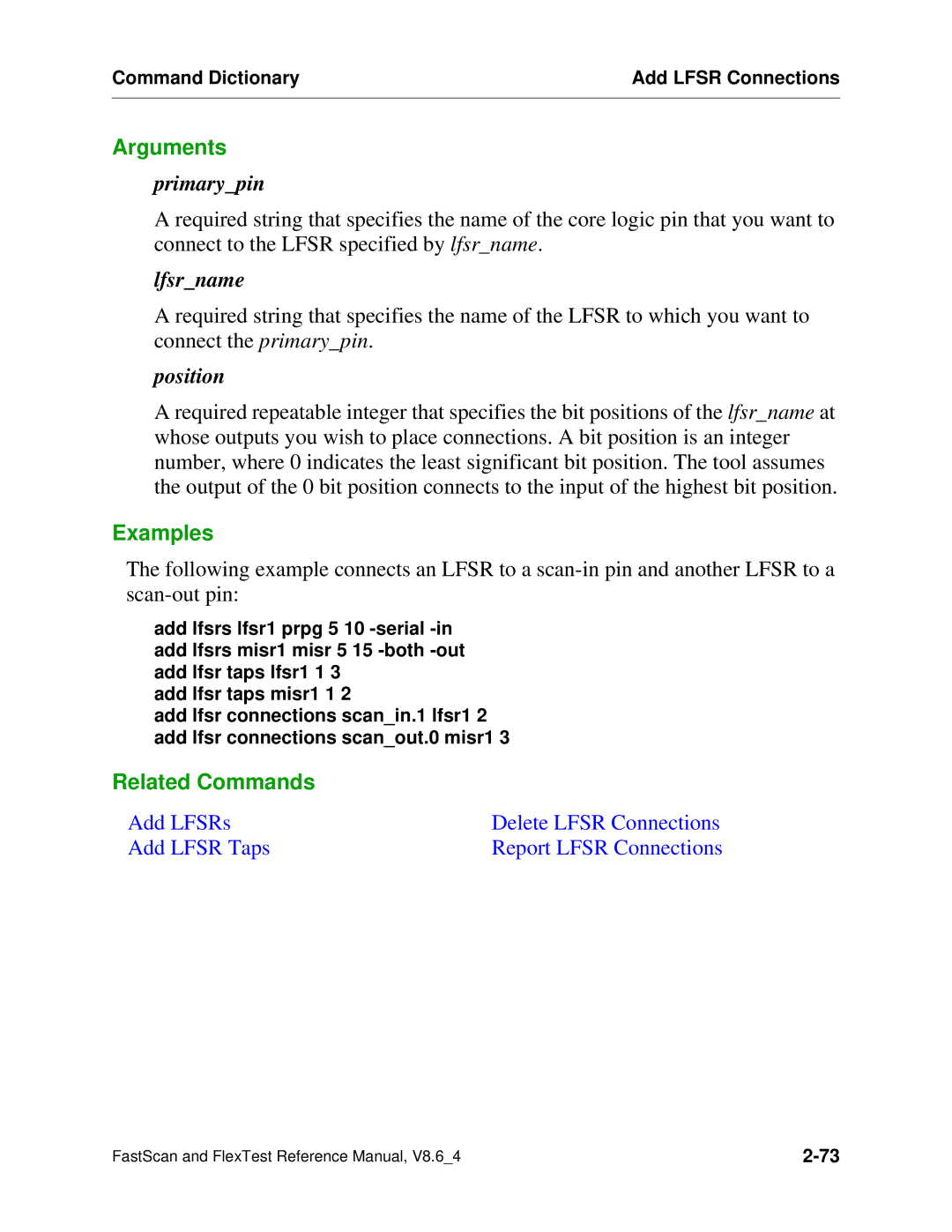 Mentor v8.6_4 manual ∙ primarypin, ∙ lfsrname, ∙ position 