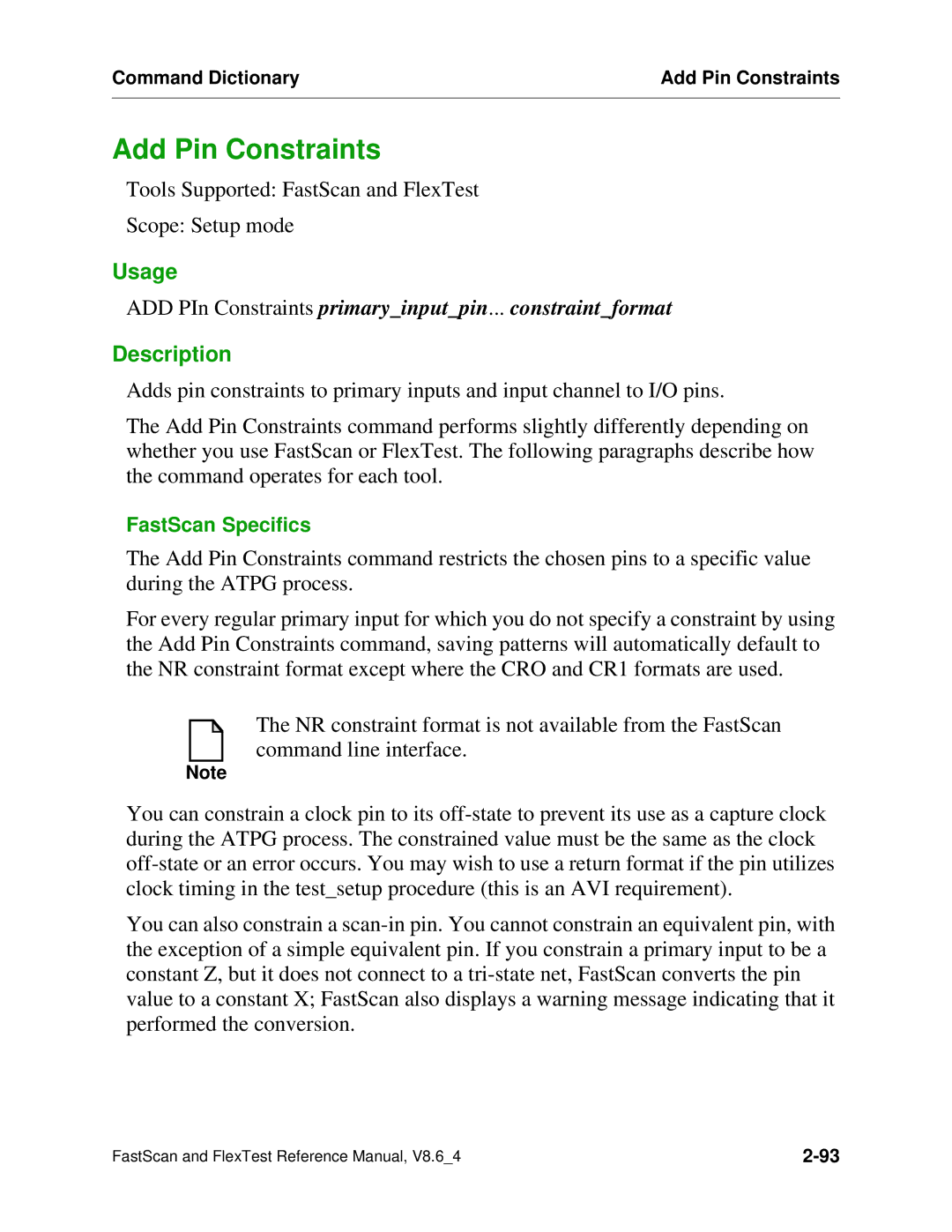 Mentor v8.6_4 manual Add Pin Constraints, ADD PIn Constraints primaryinputpin... constraintformat 