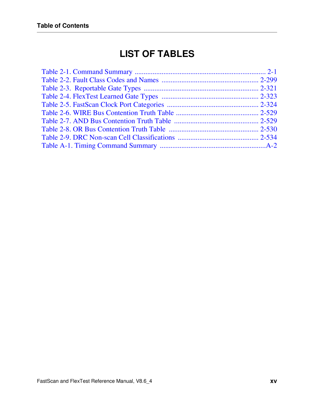 Mentor v8.6_4 manual List of Tables 