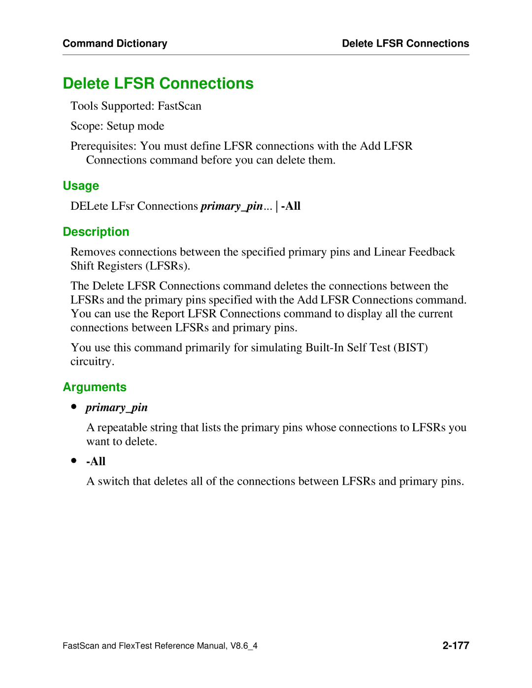 Mentor v8.6_4 manual Delete Lfsr Connections, ∙ primarypin 