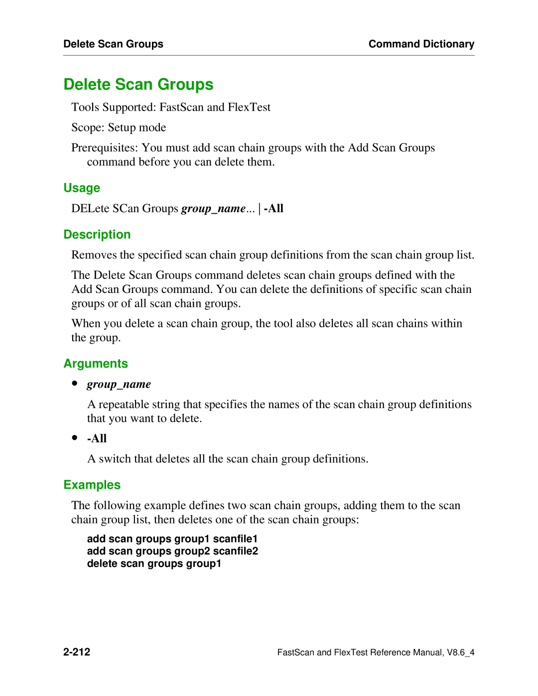 Mentor v8.6_4 manual Delete Scan Groups, ∙ groupname 
