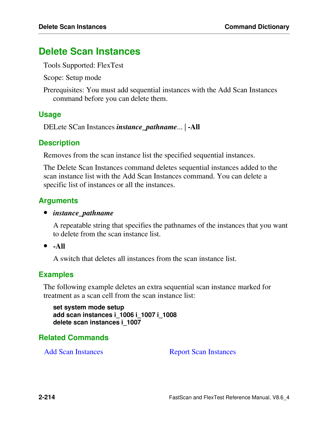 Mentor v8.6_4 manual Delete Scan Instances, ∙ instancepathname 