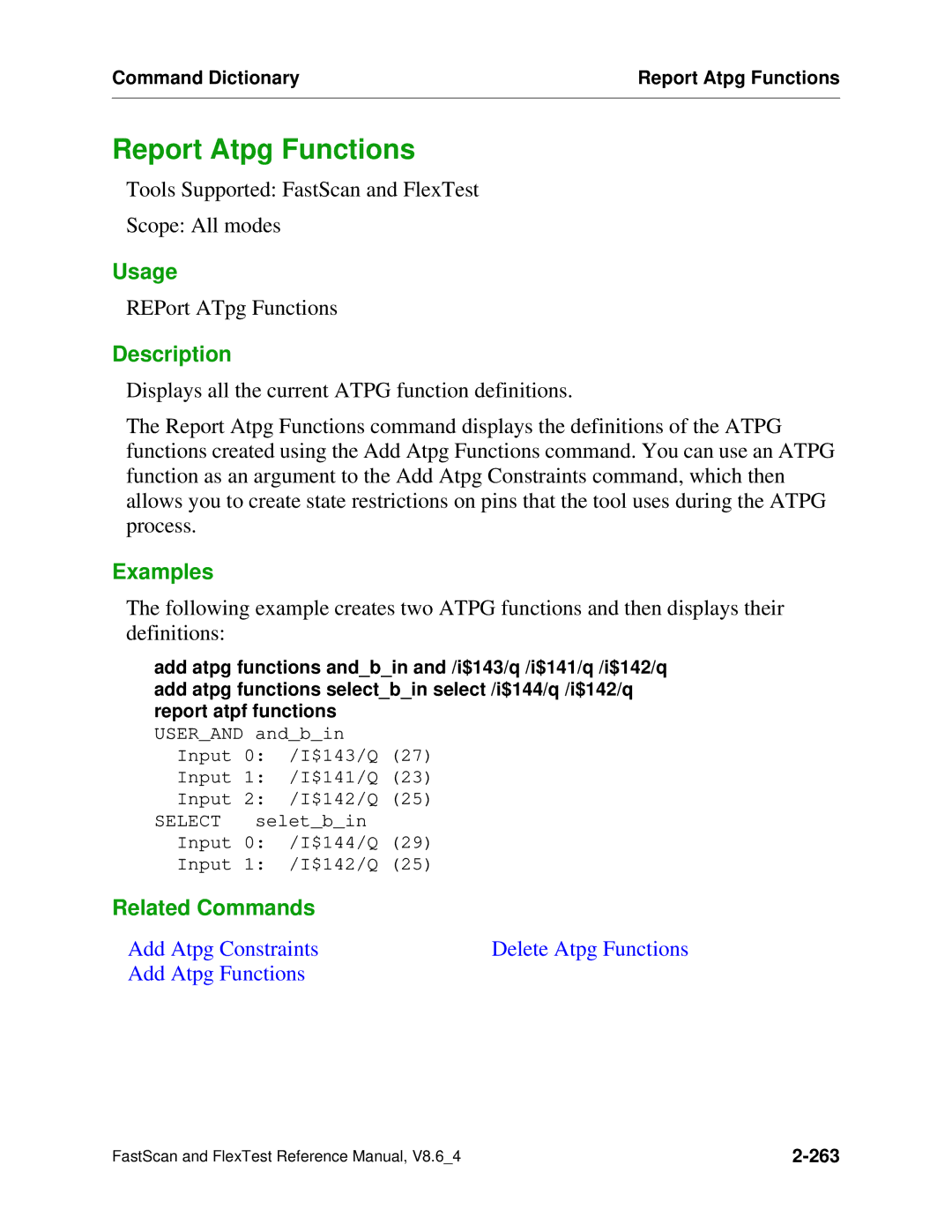 Mentor v8.6_4 manual Report Atpg Functions 