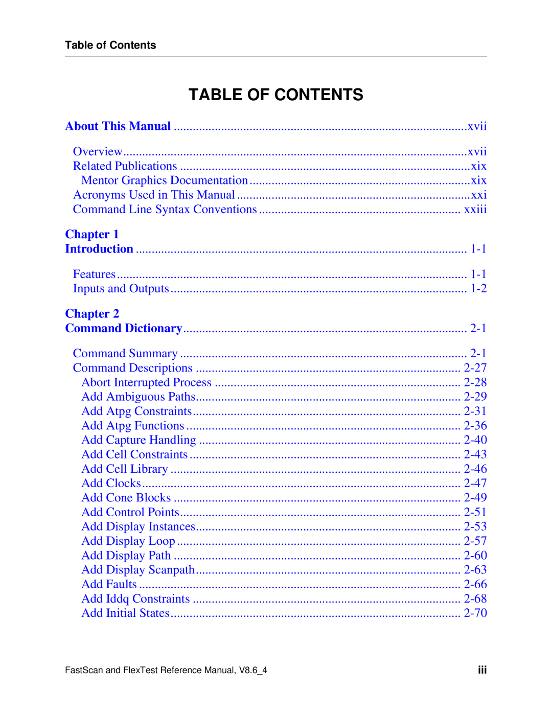 Mentor v8.6_4 manual Table of Contents 