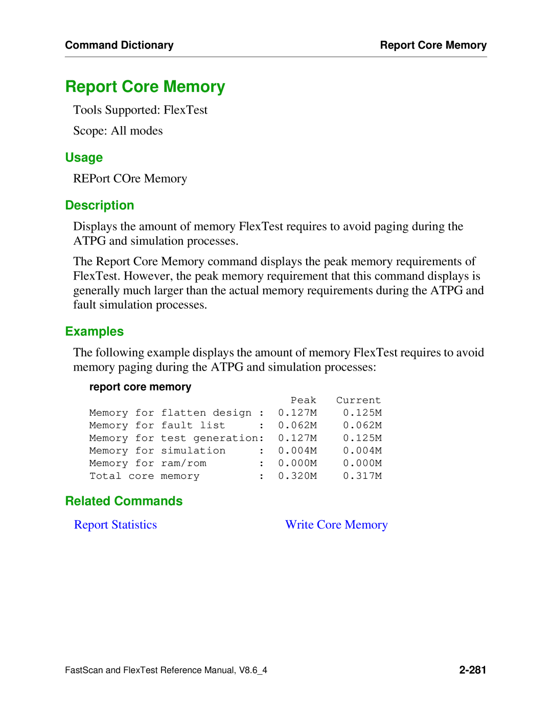 Mentor v8.6_4 manual Report Core Memory 