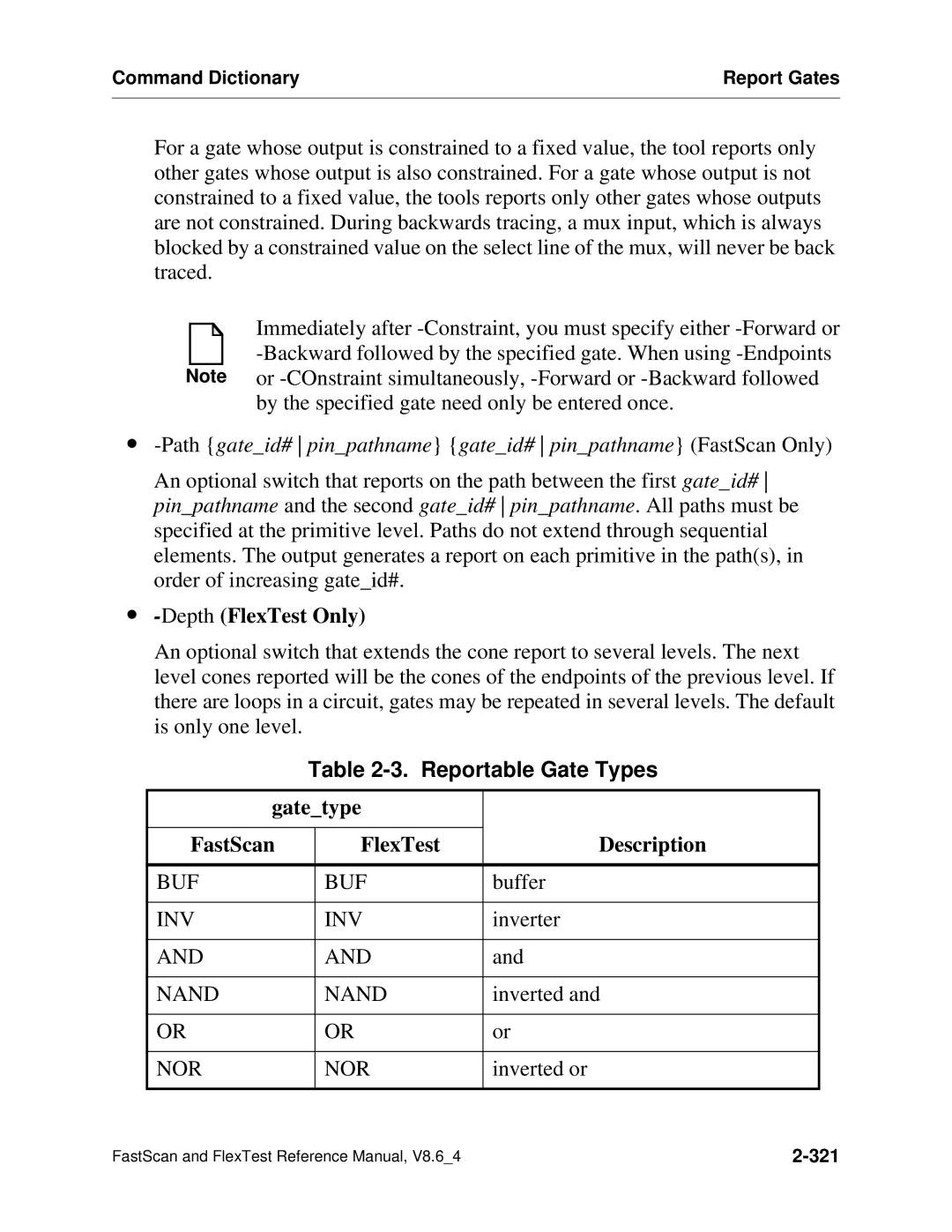 Mentor v8.6_4 manual ∙ -DepthFlexTest Only, Gatetype FastScan FlexTest Description 