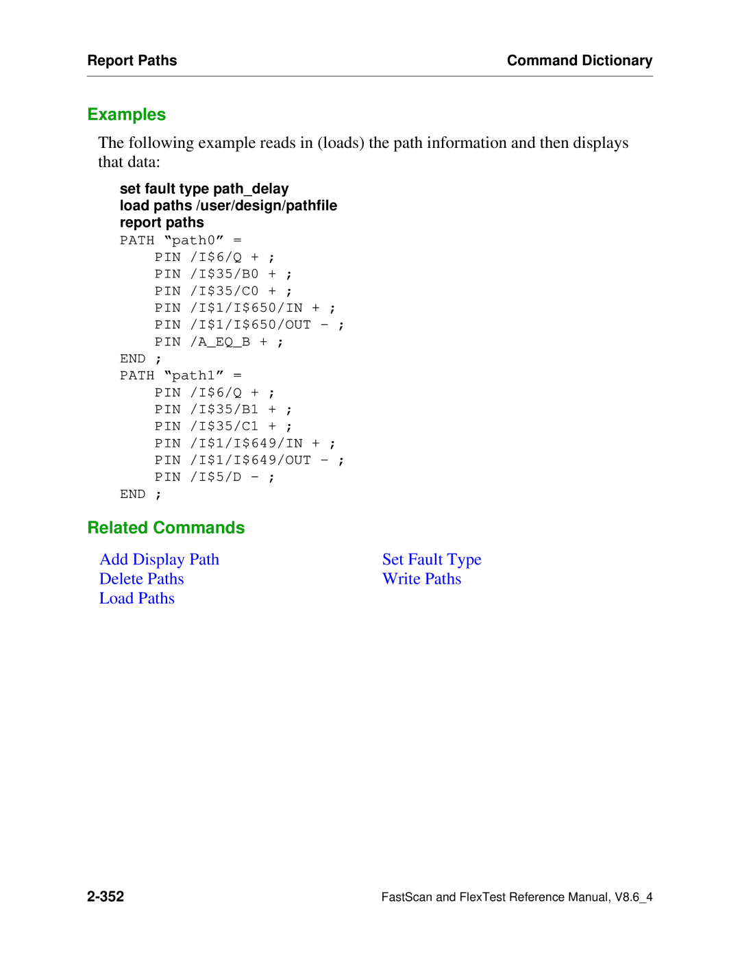 Mentor v8.6_4 manual Report Paths Command Dictionary 