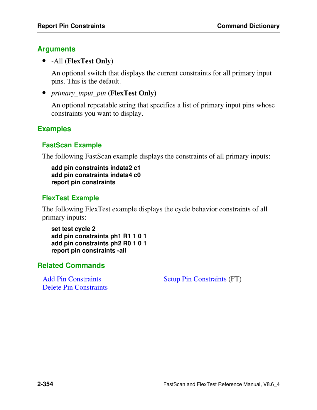 Mentor v8.6_4 manual ∙ -All FlexTest Only, ∙ primaryinputpin FlexTest Only 