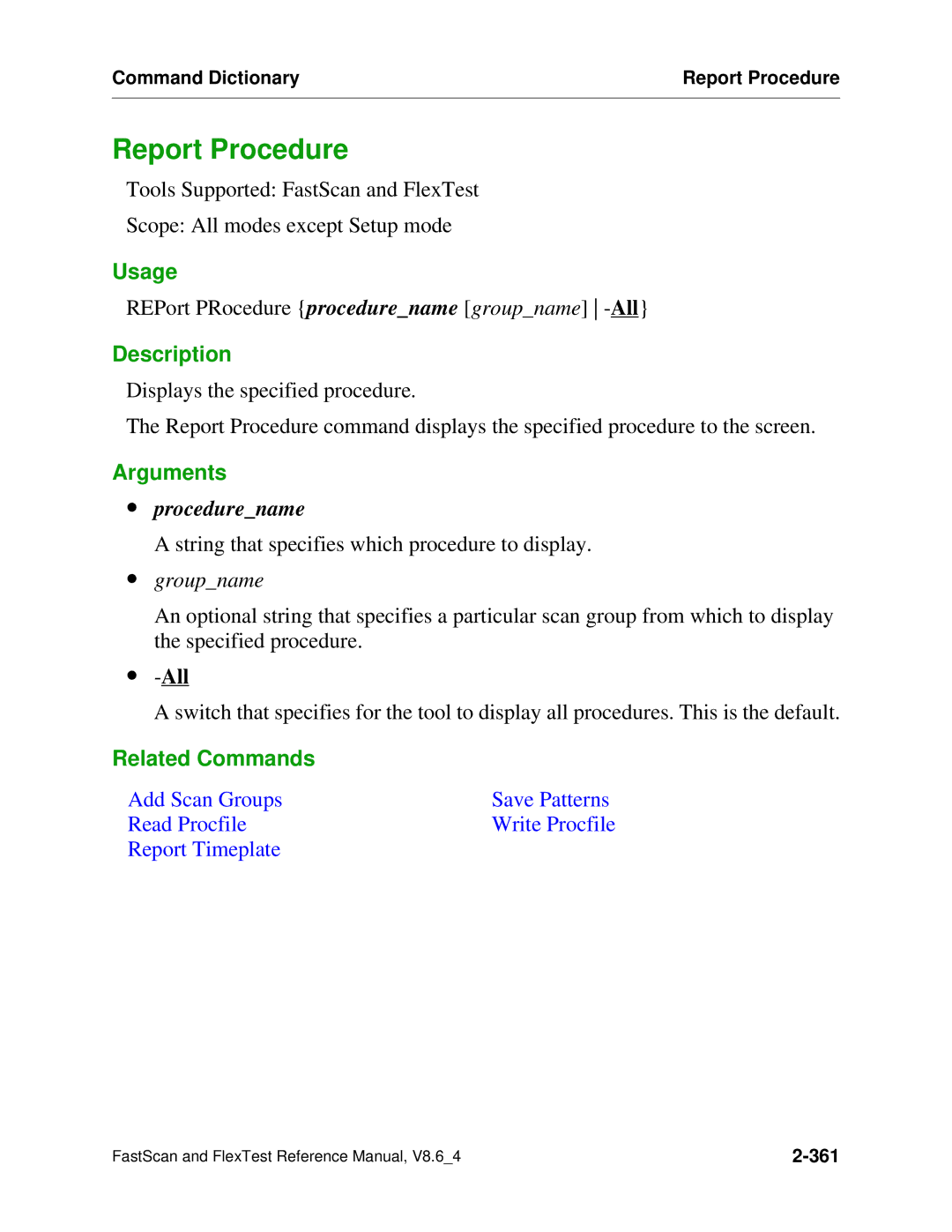 Mentor v8.6_4 manual Report Procedure, ∙ procedurename, ∙ groupname 